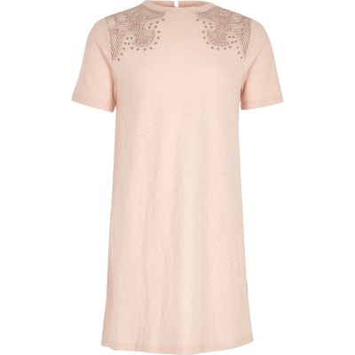 Girls blush pink western T-shirt dress